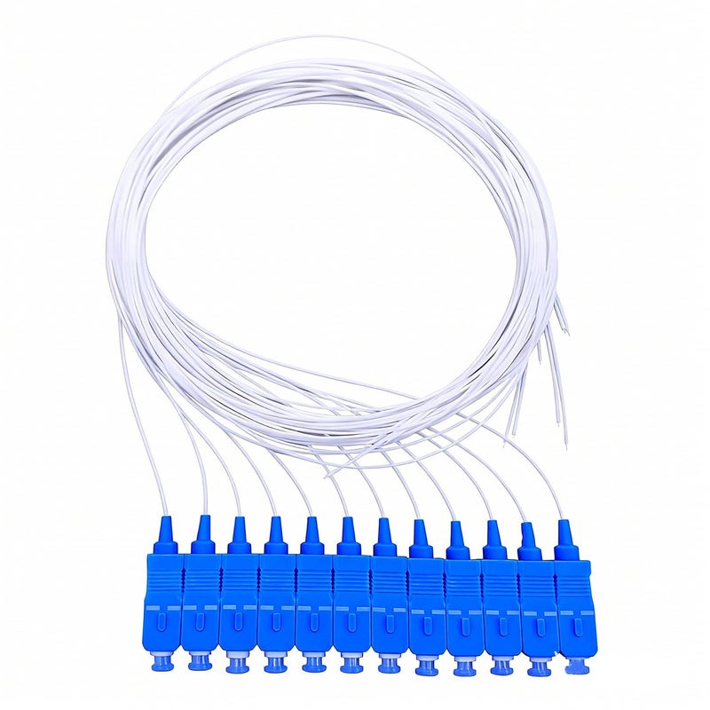 Elfcam - Simplex SC/UPC 9/125um OS2 Singlemode 12 Fiber Optic Pigtail, White - Image 1